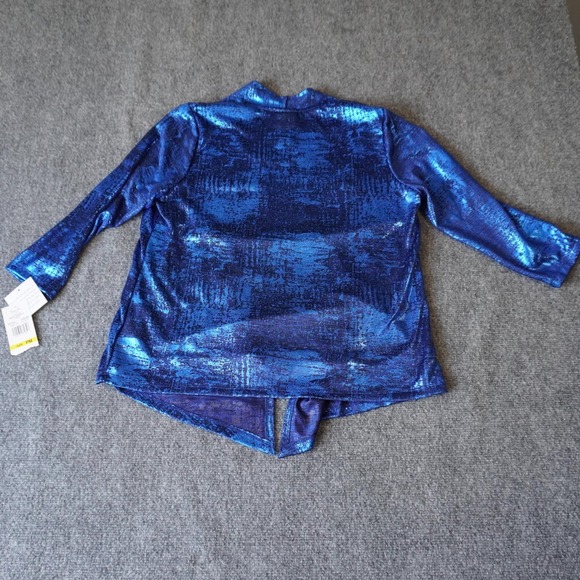 Ruby Rd. Petite Blue Metallic Jacket & Tank Top‎ Set Rhinestone Trim PM - Picture 2 of 8